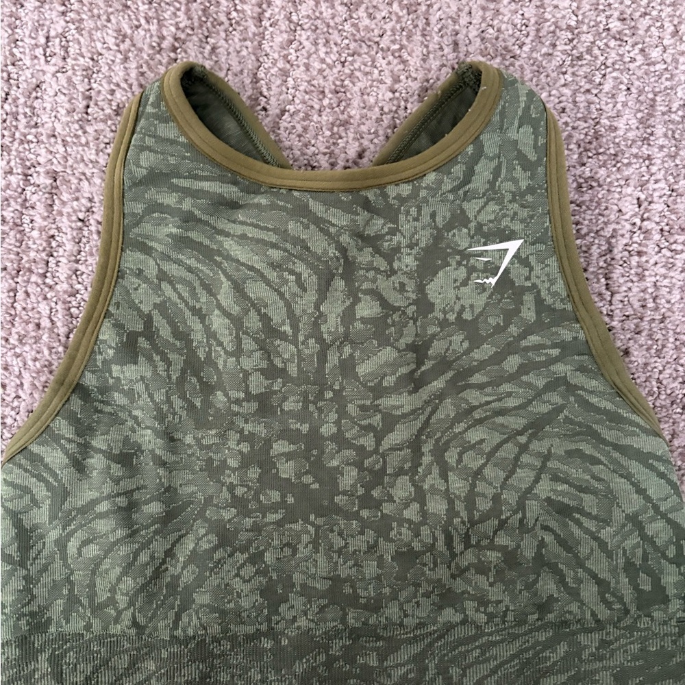 Gymshark Olive Patterned Tank Top